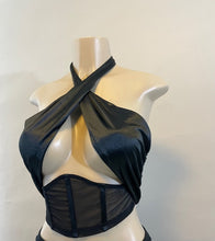 Load image into Gallery viewer, Twisted Black Halter top.
