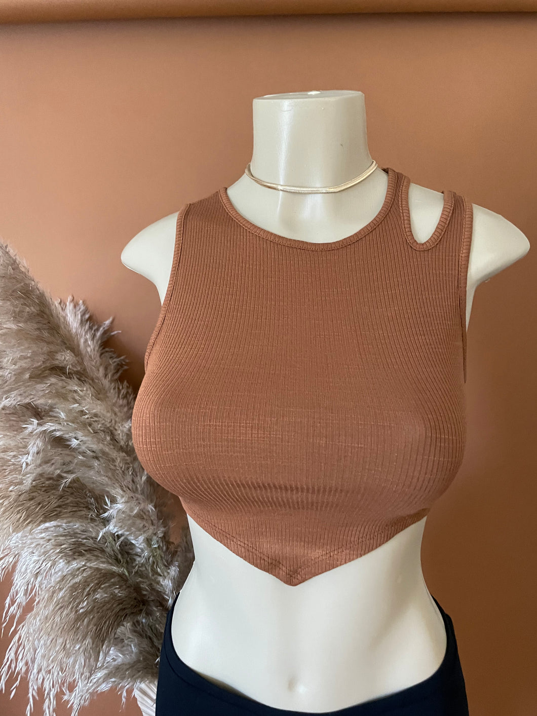 Rust Ribbed Crop Top